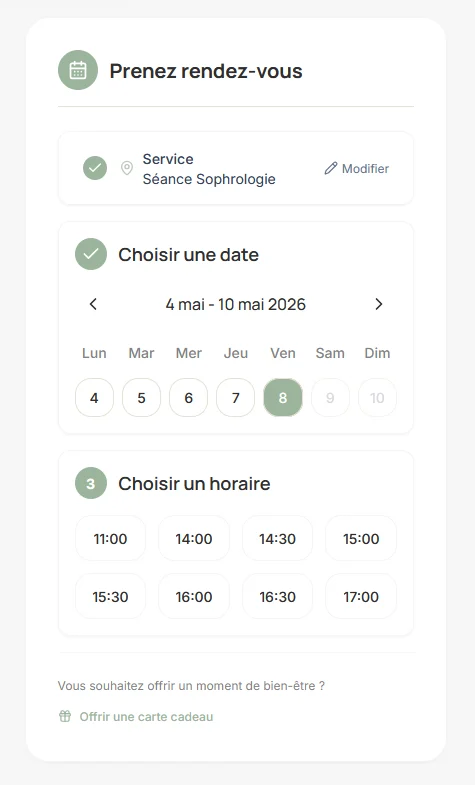 Holia Pro — agenda praticien, Disponibilités publiques