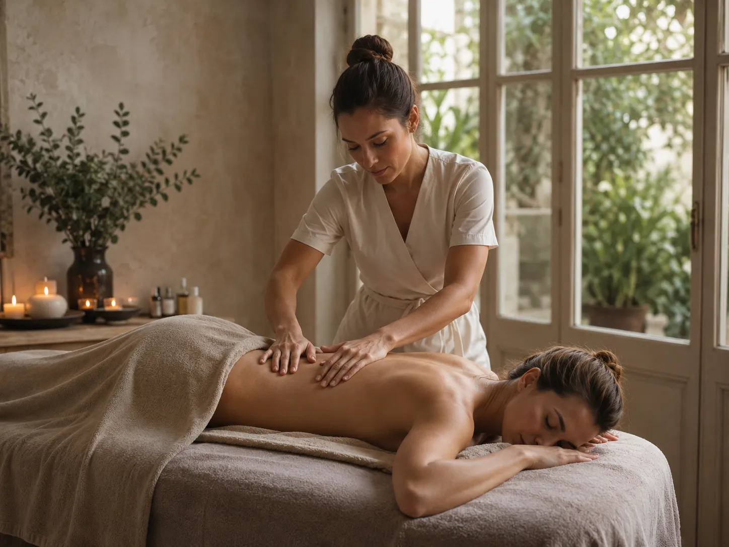 Préparation d’une séance de massage bien-être