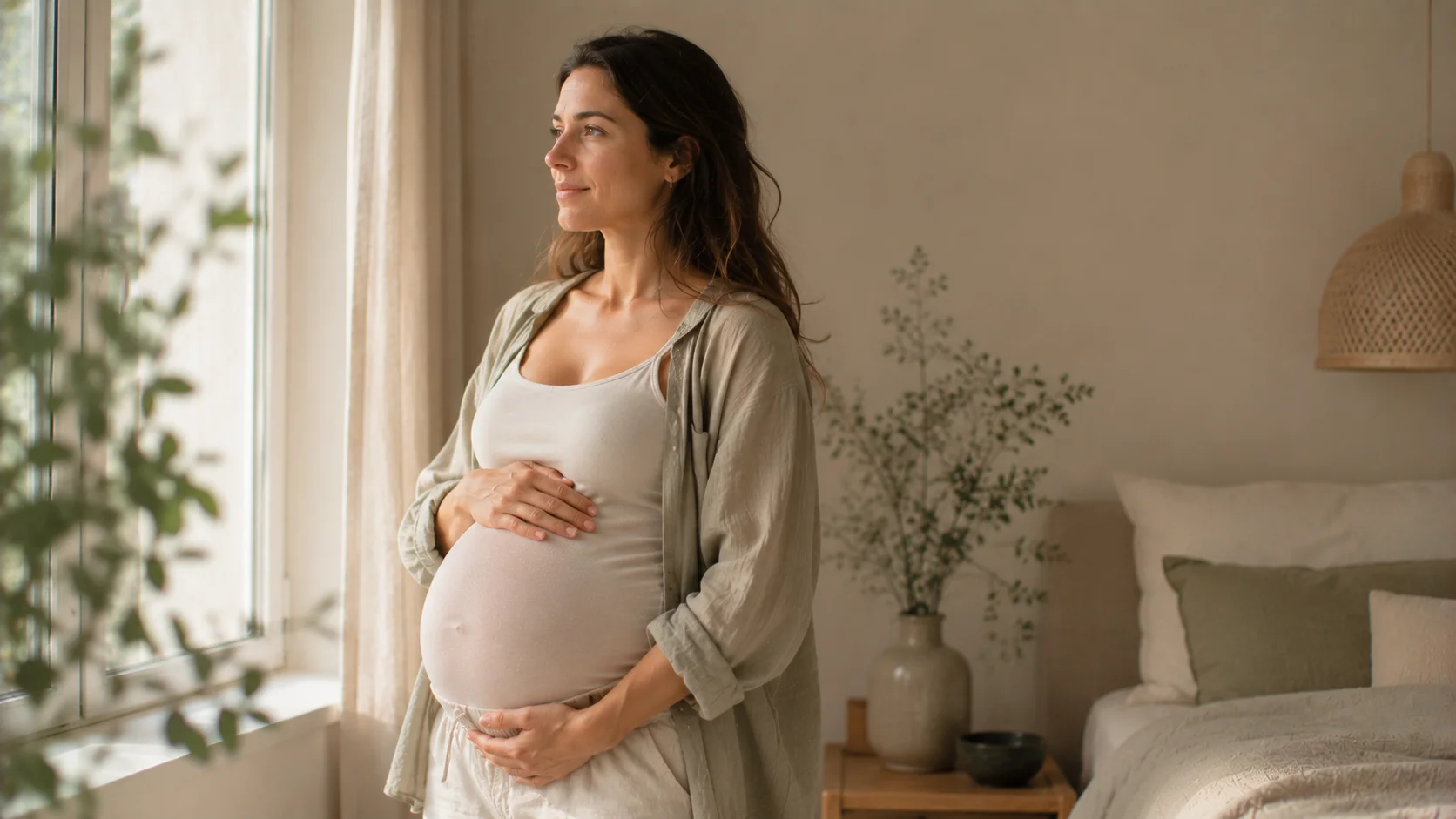 Espace doux, lumière naturelle, calme et accompagnement bien-être autour de la grossesse.
